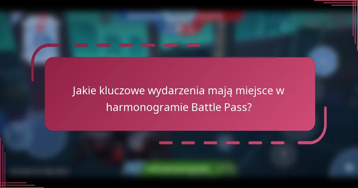 Jakie kluczowe wydarzenia mają miejsce w harmonogramie Battle Pass?
