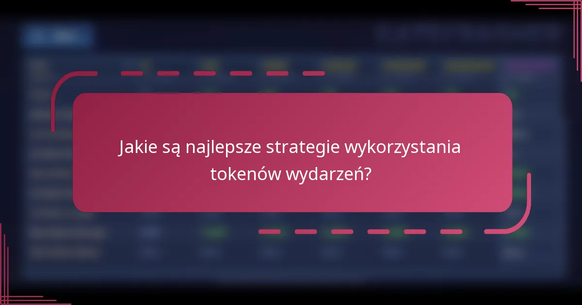 Jakie są najlepsze strategie wykorzystania tokenów wydarzeń?