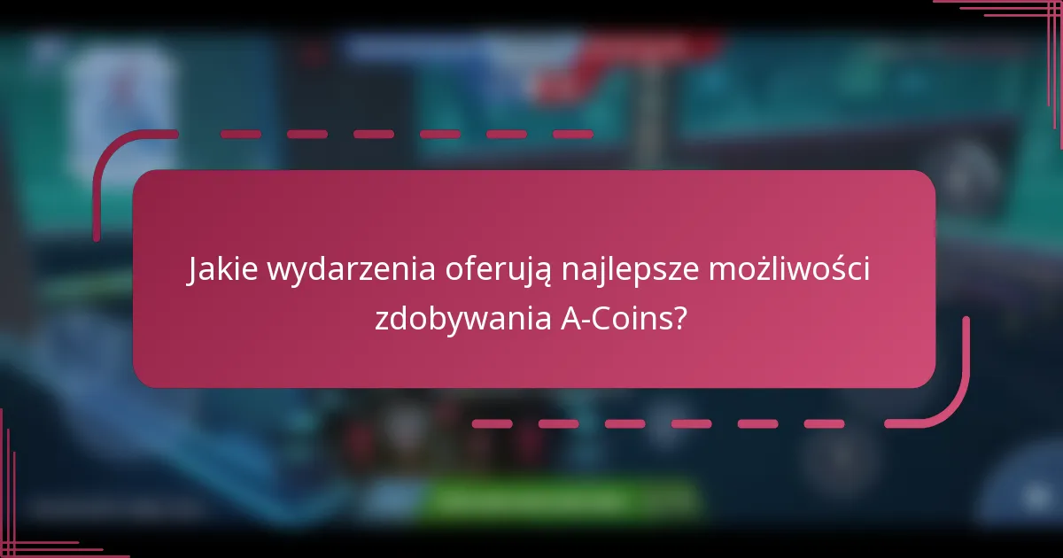 Jakie wydarzenia oferują najlepsze możliwości zdobywania A-Coins?
