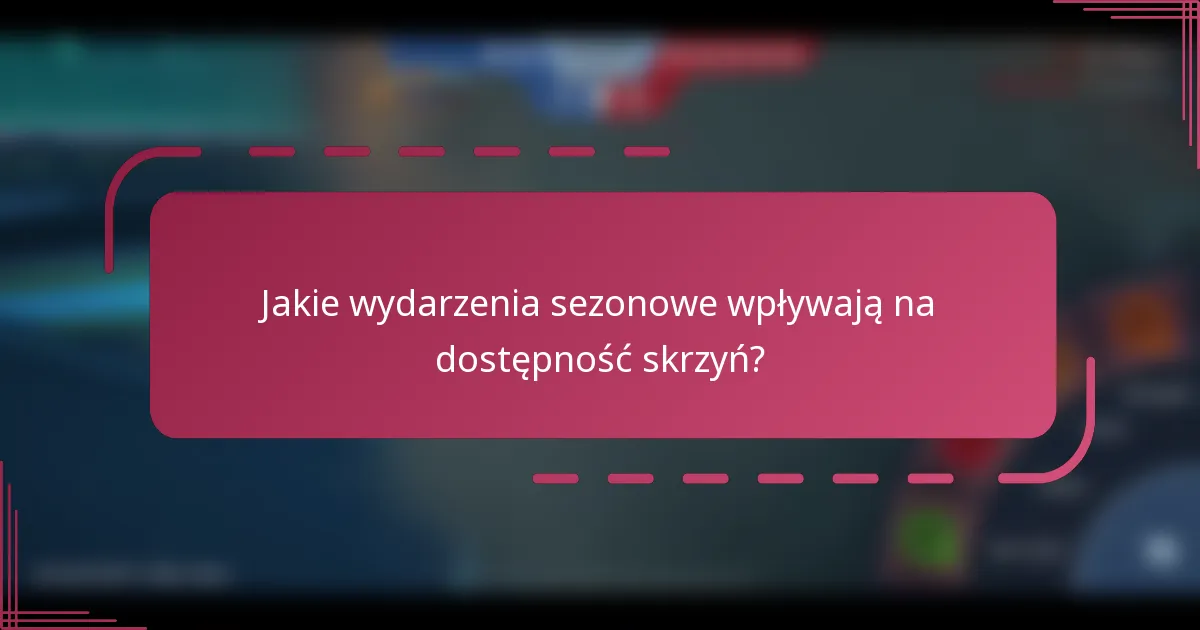 Jakie wydarzenia sezonowe wpływają na dostępność skrzyń?